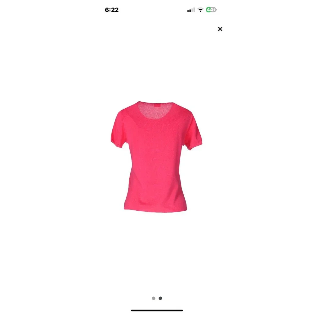 Maria Di Ripabianca Women Fuchsia Knit 100% Cotton Short Sleeve Sweater Sz 44/8